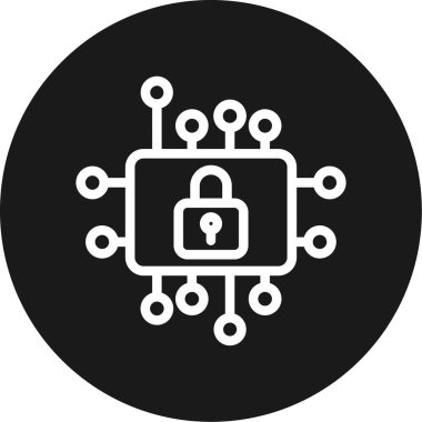 AI Güvenlik Hattı Çemberi BG Simgesi, Basit Tasarımlı Vektör Resimleri