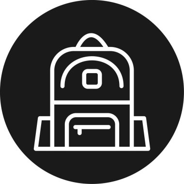 Okul Çantası Çizgisi Çemberi BG Simgesi, Basit Tasarımlı Vektör Resimleri