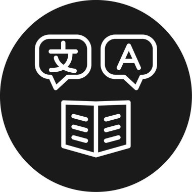 Dil Öğrenme Satırı Çemberi BG Simgesi, Basit Tasarımlı Vektör Resimleri