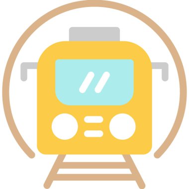 Metro Treni Düz Simgesi, Basit Tasarımlı Vektör Resimleri