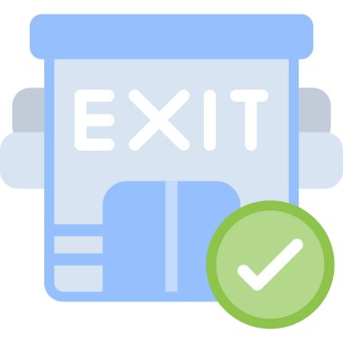 Acil Çıkış Düz Simgesi, Basit Tasarımlı Vektör Resimleri