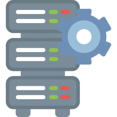Adanmış Sunucu Düz Simgesi, Basit Tasarımlı Vektör Resimleri