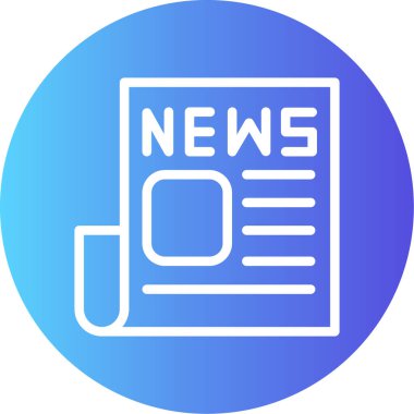 Gazete Satırı Gradyan Çemberi Simgesi, Basit Tasarımlı Vektör İllüstrasyonu