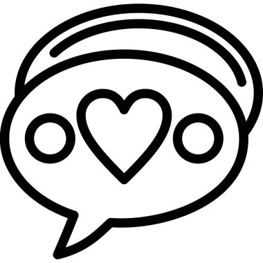 Kalp Şeklinde Konuşma Baloncuğu, Basit Tasarımlı Vektör İllüzyonu