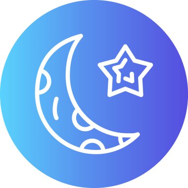 Hilal Ay Çizgisi Gradyan Çemberi Simgesi, Basit Tasarımlı Vektör İllüstrasyonu