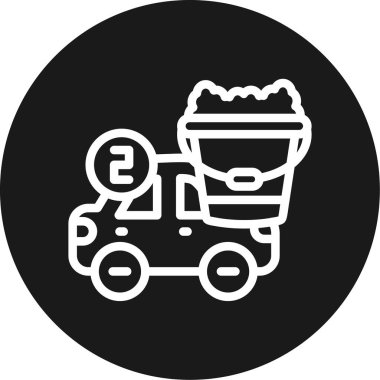 İki kovalı çamaşır ipi çizgisi olan araba BG Simgesi, Basit Tasarımlı Vektör Çizimi