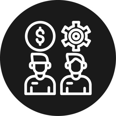 İşletmeler Roller Çizgisi Çemberi BG Simgesi, Basit Tasarımlı Vektör Resimleri