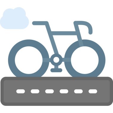 Bisiklet Yolu Düz Simgesi, Basit Tasarımlı Vektör Resimleri