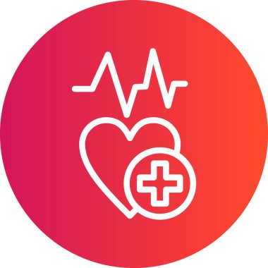 Kalp Sağlığı Çizgisi Gradyan Çemberi Simgesi, Basit Tasarımlı Vektör İllüzyonu