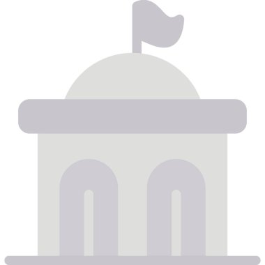 Belediye Binası Düz Simgesi, Basit Tasarımlı Vektör Resimleri