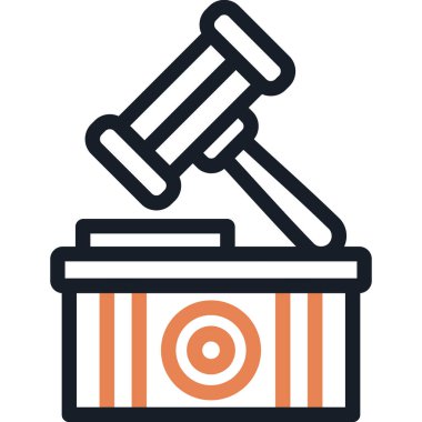 Basit Tasarımlı Vektör İllüstrasyonu Mahkeme Salonu Satırı Simgesi