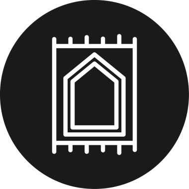 Prayer Mat Satır Çemberi BG Simgesi, Basit Tasarımlı Vektör İllüstrasyonu