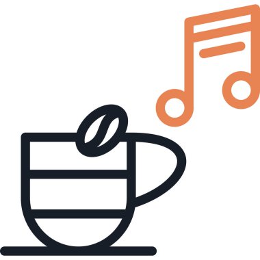 Cafe Shop Music Line Due Icon, Vector Illustration with Simple Design