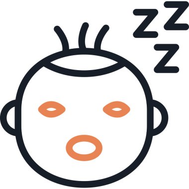 Uyuyan Bebek Hattı Simgesi, Basit Tasarımlı Vektör Resimleri