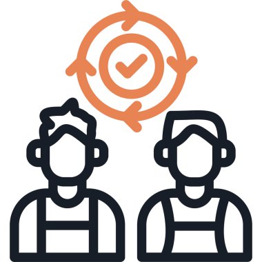 Takım Koordinasyonu Satırı Simge Ögesi, Basit Tasarımlı Vektör İllüstrasyonu