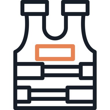 Kurşun geçirmez yelek satırı Simge Ögesi, Basit Tasarımlı Vektör İllüstrasyonu