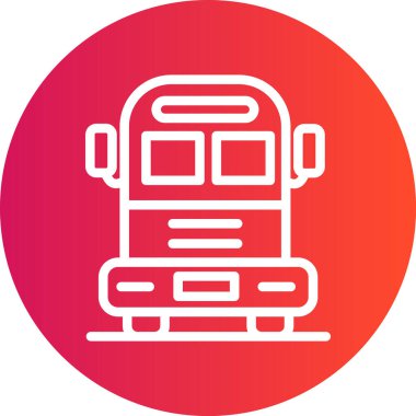 Okul Otobüs Hattı Gradyan Çemberi Simgesi, Basit Tasarımlı Vektör Resimleri