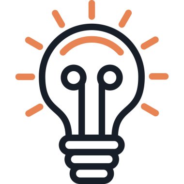 Ampul (Fikir) Satır Simgesi, Basit Tasarımlı Vektör Resimleri