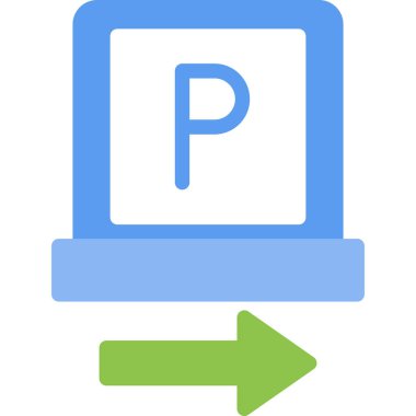 Otopark Kılavuzu Düz Simgesi, Basit Tasarımlı Vektör İllüstrasyonu