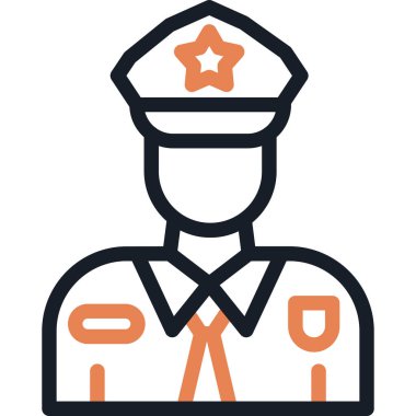 Polis Memuru Satır Simgesi, Basit Tasarımlı Vektör Resimleri