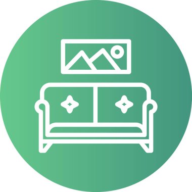 Oturma Odası Çizgisi Gradyan Çemberi Simgesi, Basit Tasarımlı Vektör İllüzyonu