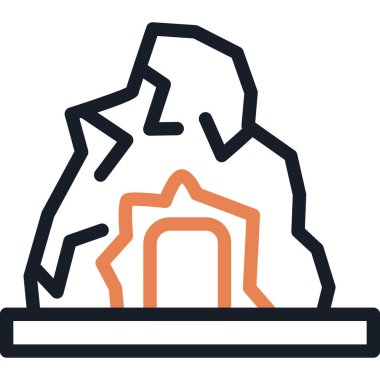 Sualtı Mağara Çizgisi Simgesi, Basit Tasarımlı Vektör Resimleri