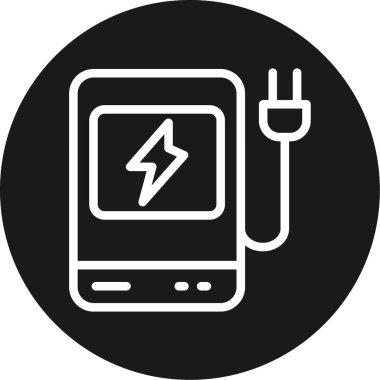 Taşınabilir Şarj Çizgisi Çemberi BG Simgesi, Basit Tasarımlı Vektör Resimleri