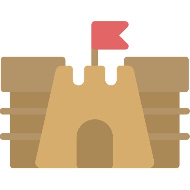 Sandcastle Düz Simgesi, Basit Tasarımlı Vektör Resimleri