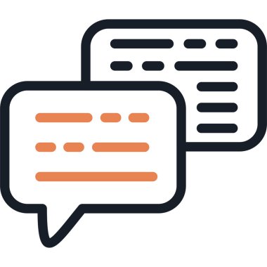 Yorum Kabarcığı Satırı Simgesi, Basit Tasarımlı Vektör İllüstrasyonu