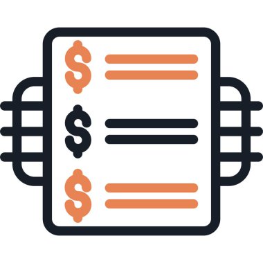 İş Raporları Çizgisi Simgesi, Basit Tasarımlı Vektör İllüstrasyonu