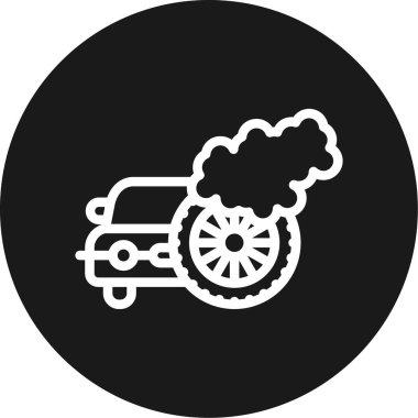 Lastik çizgisi olan bir araba BG Simgesi Çember, Basit Tasarımlı Vektör Resimleri