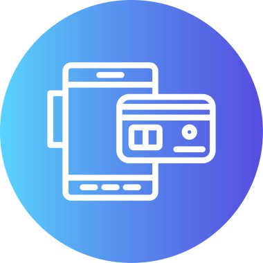 Çevrimiçi Bankacılık Çizgisi Gradyan Çemberi Simgesi, Basit Tasarımlı Vektör Resimleri