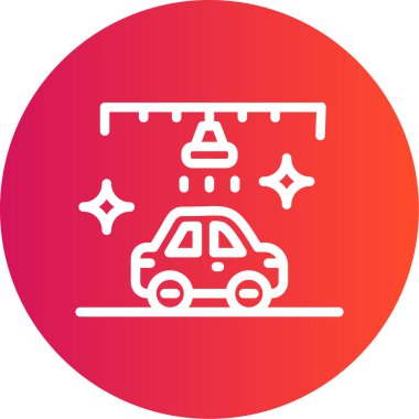 Elektrikli süpürge çizgisi olan araba Gradyan Çember Simgesi, Basit Tasarımlı Vektör Resimleri