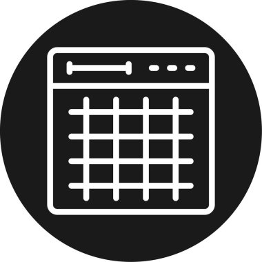 Izgara Çizgisi Çemberi BG Simgesi, Basit Tasarımlı Vektör Resimleri