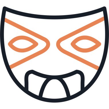 Çin Maske Çizgisi Simgesi, Basit Tasarımlı Vektör İllüstrasyonu