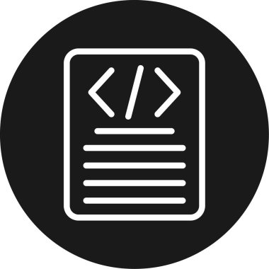 Kodlama Zorlukları Satır Çemberi BG Simgesi, Basit Tasarımlı Vektör Resimleri