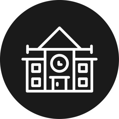 Okul İnşaat Hattı Çemberi BG Simgesi, Basit Tasarımlı Vektör Resimleri