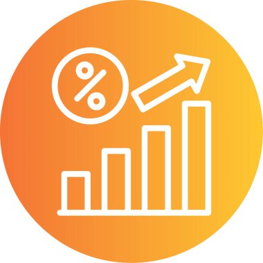 Faiz Oranı Çizgisi Gradyan Çemberi Simgesi, Basit Tasarımlı Vektör Resimleri