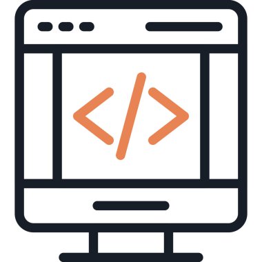 Kodlama Satırı Simgesi, Basit Tasarımlı Vektör Resimleri