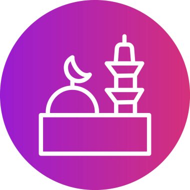 Medina Çizgisi Gradyan Çemberi Simgesi, Basit Tasarımlı Vektör Resimleri