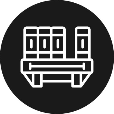 Kitaplık Satırı Çemberi BG Simgesi, Basit Tasarımlı Vektör Resimleri