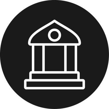 Tarihi Binalar Çizgisi Çemberi BG Simgesi, Basit Tasarımlı Vektör Resimleri