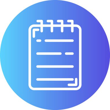 Gazeteci Notepad Satırı Gradyan Çemberi Simgesi, Basit Tasarımlı Vektör Resimleri
