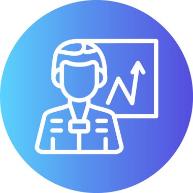 İşveren Sunum Satırı Gradyan Çemberi Simgesi, Basit Tasarımlı Vektör Resimleri