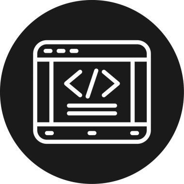 Kod Düzenleyici Satırı Çemberi BG Simgesi, Basit Tasarımlı Vektör İllüstrasyonu