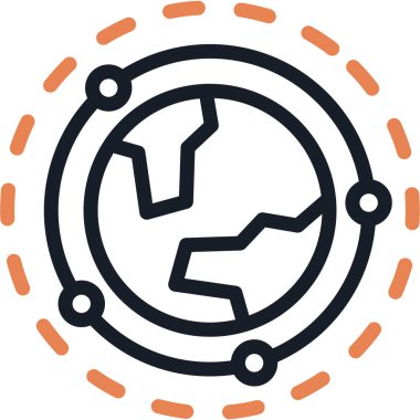 Uzay Çizgisi Simgesi 'nden Dünya, Basit Tasarımlı Vektör Resimleri