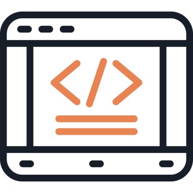 Kod Düzenleyici Satırı Simge Ögesi, Basit Tasarımla Vektör İllüstrasyonu