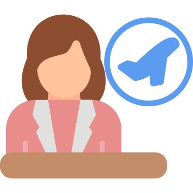 Seyahat Temsilcisi Düz Simge, Basit Tasarımlı Vektör Resimleri