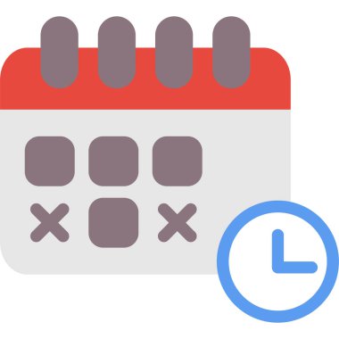 Zaman Disiplini Düz Simgesi, Basit Tasarımlı Vektör İllüzyonu