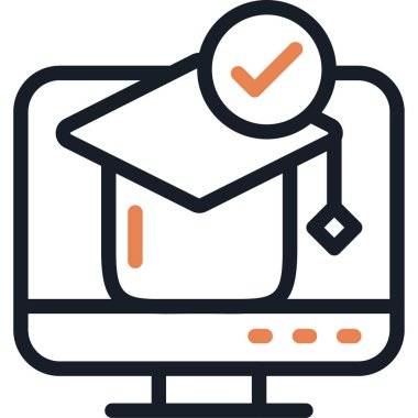 Ortam Çizgisi Basit Tasarımlı Vektör İllüstrasyonu Simgesi Ögrenme